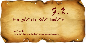 Forgách Kálmán névjegykártya